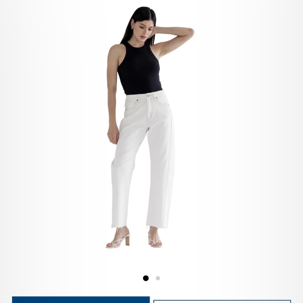 Mica white High Rise Barrel Leg Jean